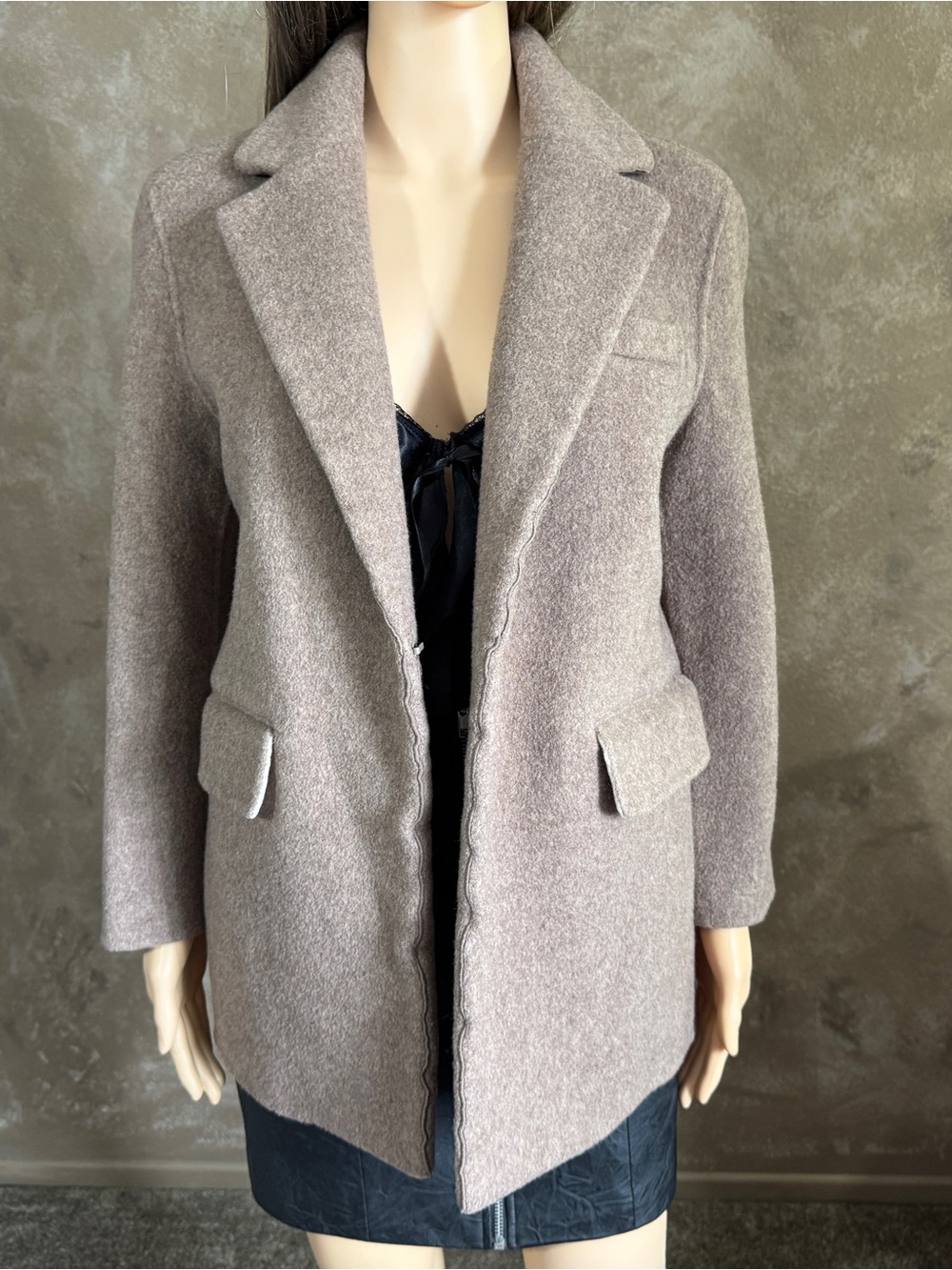 Designer IT MICHAA Wool Coat Taupe Jacket Ladies Coat - Classic Tailored Jacket
